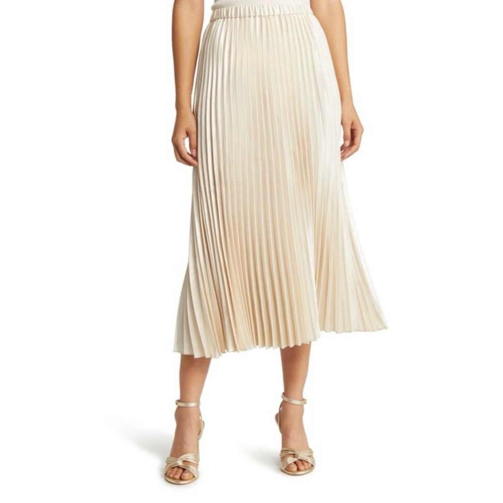 MUSTARD SEED Accordion Pleat Satin Shimmer Maxi Skirt Lined Special Event  MED